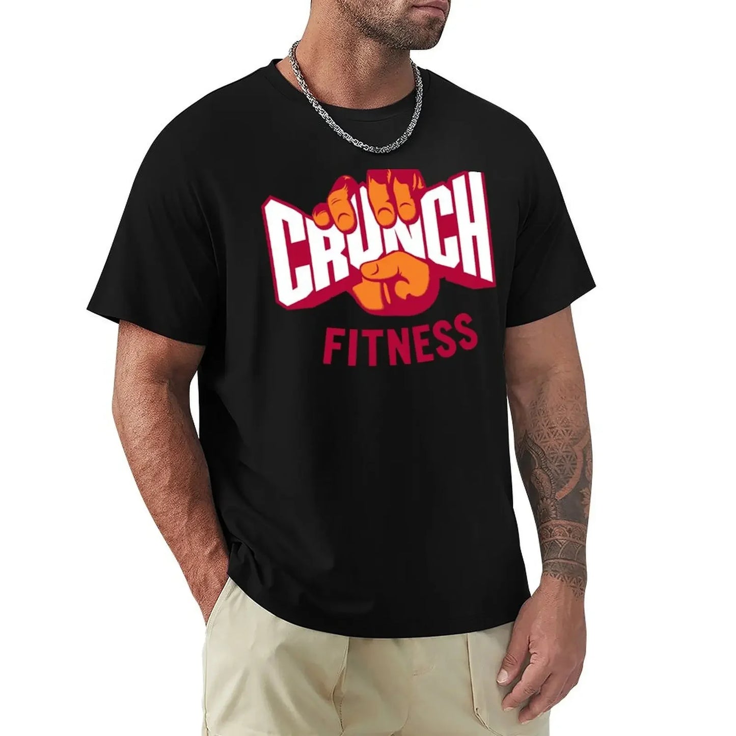 Attractive Crunch Fitness Logo Active T-Shirt quick-drying cotton graphic tees plus size tops animal prinfor boys men clothing