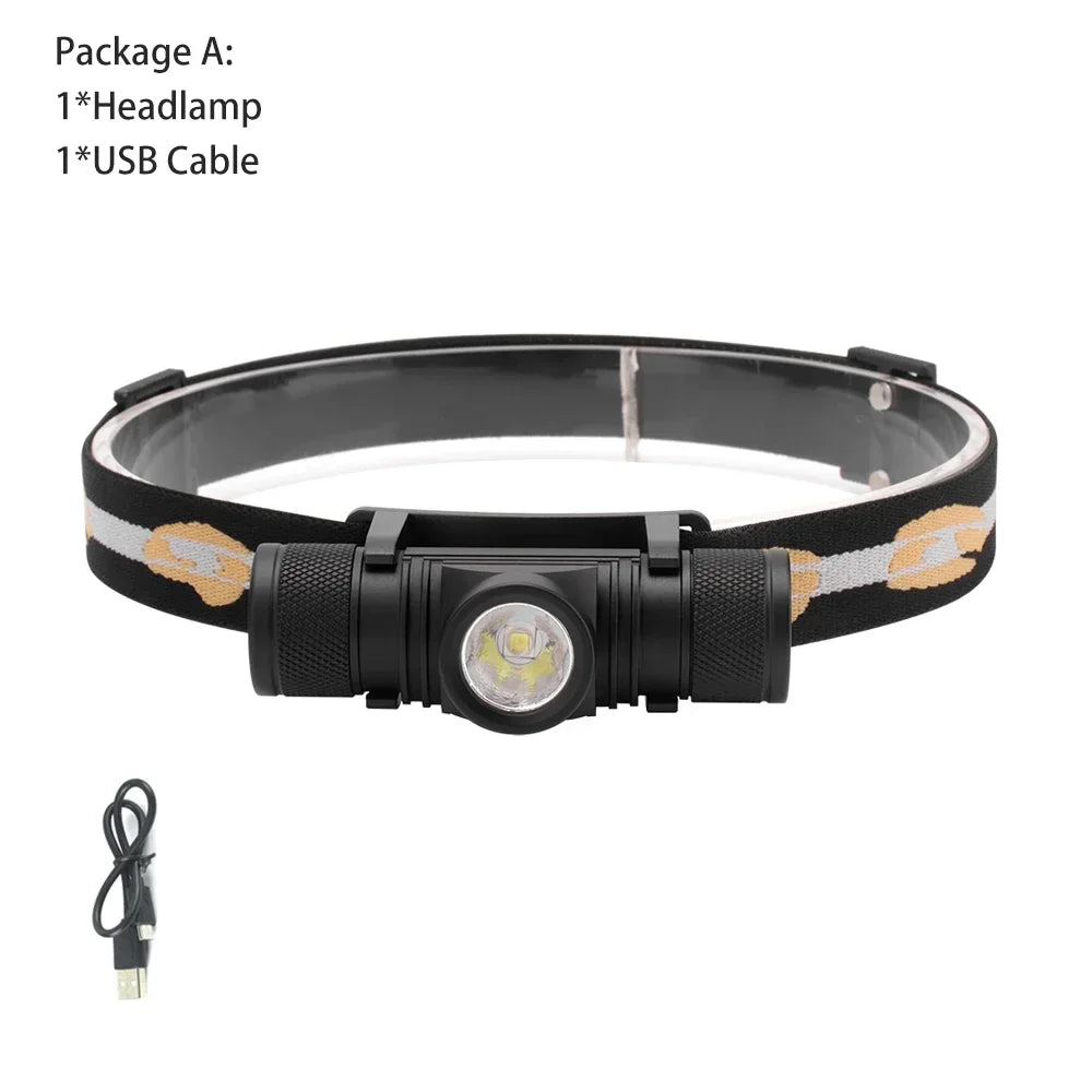 MINI Light Headlamp 3000LM Waterproof Headlight 6 Light Modes Type-C LED Camping 18650 Hunting Fishing Outdoor Emergency Lamp 