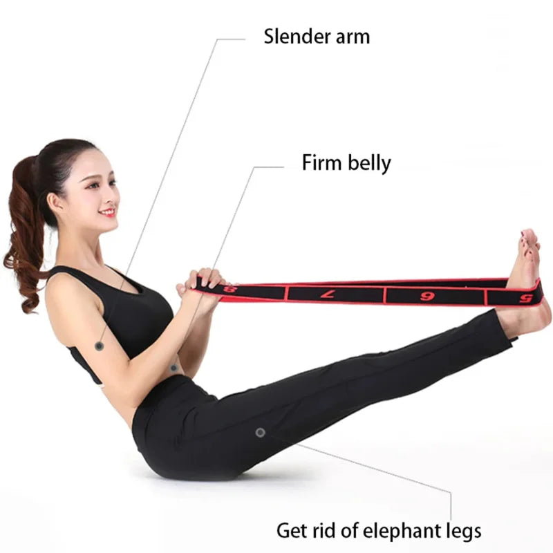 8 Section Style Dance Resistance Band Yoga Stretching Pilates Fitness Digital Elasticity Elastic Stretch Training Tension Belt