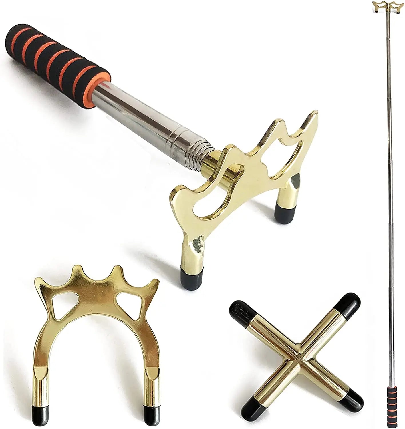 Retractable Billiards Cue Rest with Removable Brass Bridge Head, Pool Cue Stick, Snooker Table Accessories