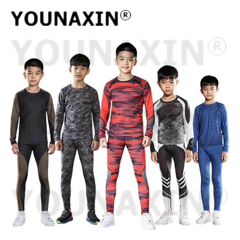 One Set Unisex Child Running Sports Long Sleeves T-shirts Pants Yoga Top Sportswear Fitness Training Clothing Gym Trousers