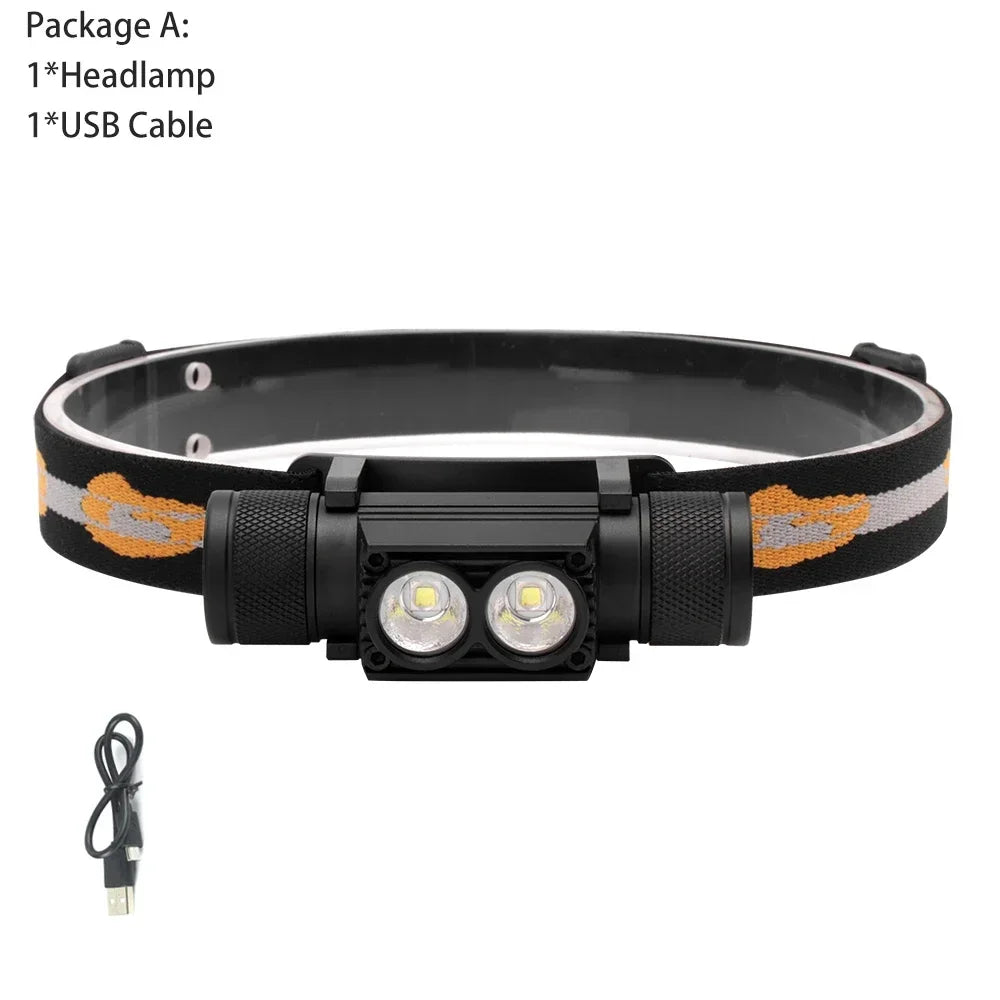 MINI Light Headlamp 3000LM Waterproof Headlight 6 Light Modes Type-C LED Camping 18650 Hunting Fishing Outdoor Emergency Lamp 