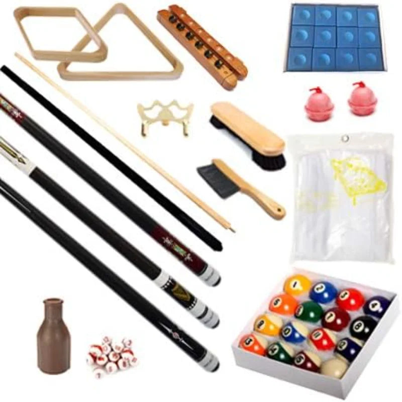 Pool Table - Premium Billiard 32 Pieces Accessory Kit - Pool Cue Sticks Bridge Ball Sets