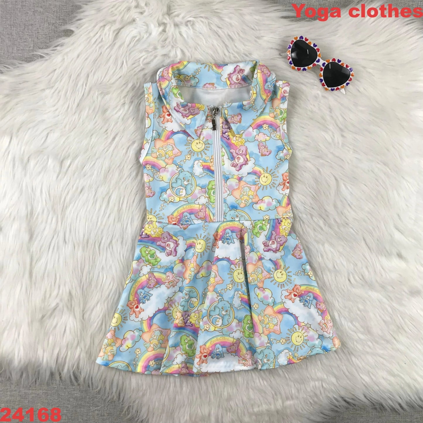 Girls Baby Sportswear Yoga Baseball Team Outfit Blue Star Sleeveless Dress Shorts Set - Kids Fitness Clothes Toddler Athletic