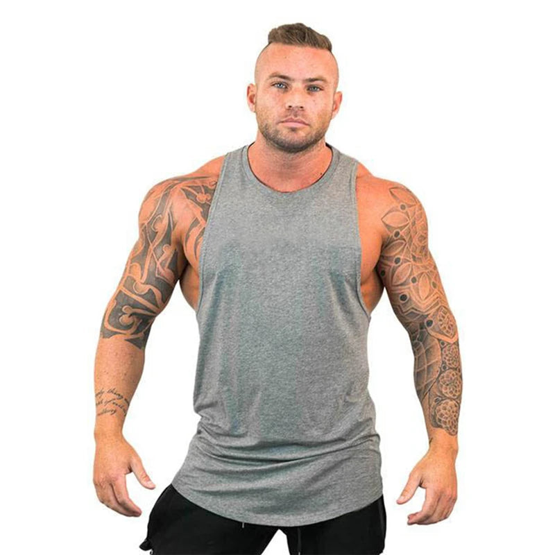New Cotton Gym Tank Tops Men Sleeveless Tank tops For Boys Bodybuilding Clothing Undershirt Fitness Stringer workout Vest