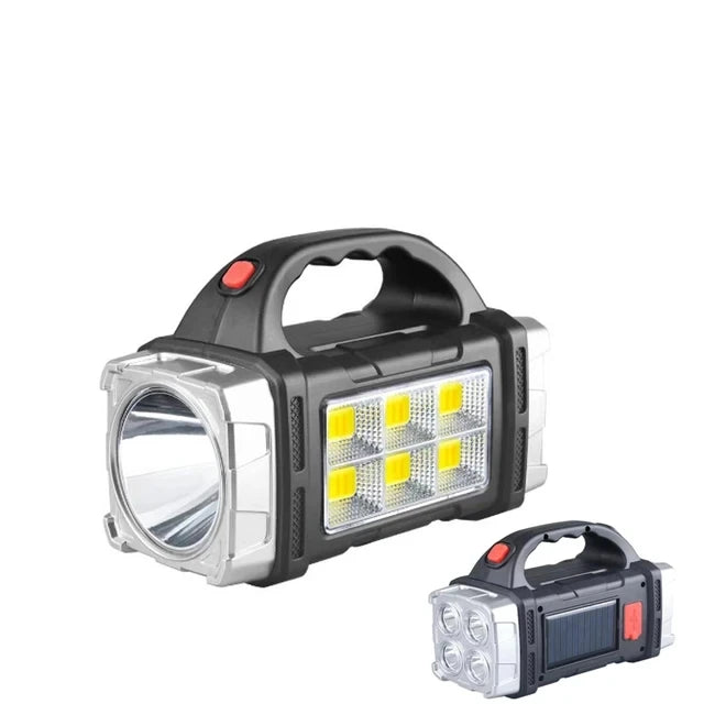 Portable Powerful USB Rechargeable Flashlight Solar LED Light With COB Work Light 4 Gear Charge Mobile Phone Camping Lamp