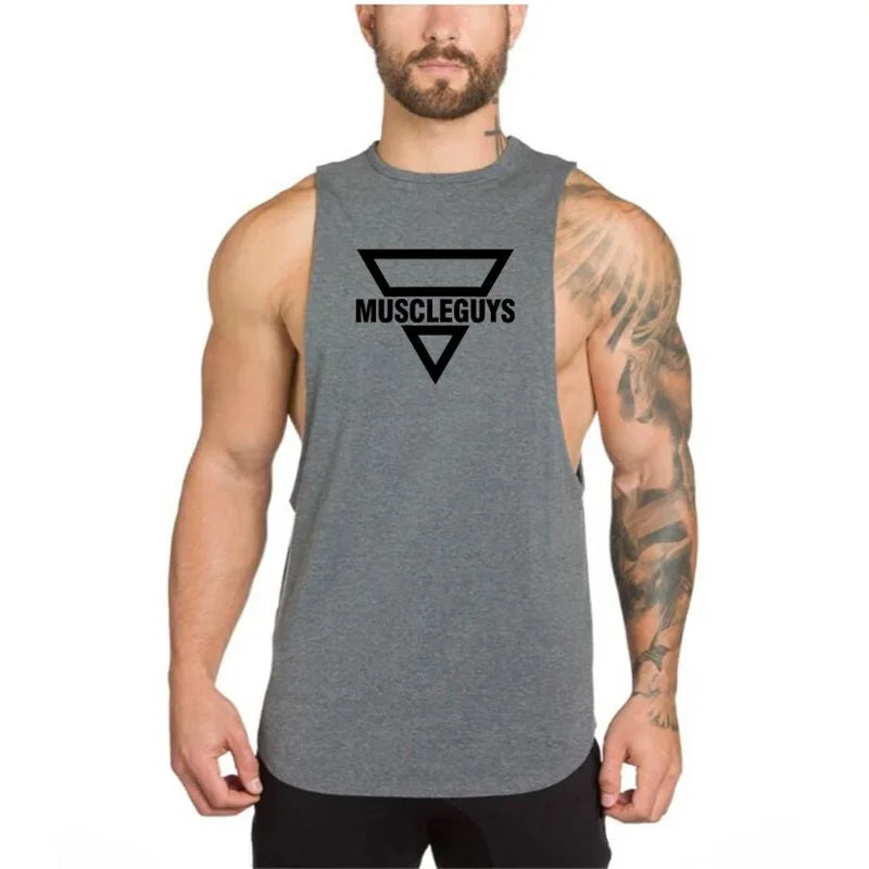 Muscleguys Cotton Gym Tank Tops Men Sleeveless Tanktop For Boys Bodybuilding Clothing Undershirt Fitness Stringer Workout Vest