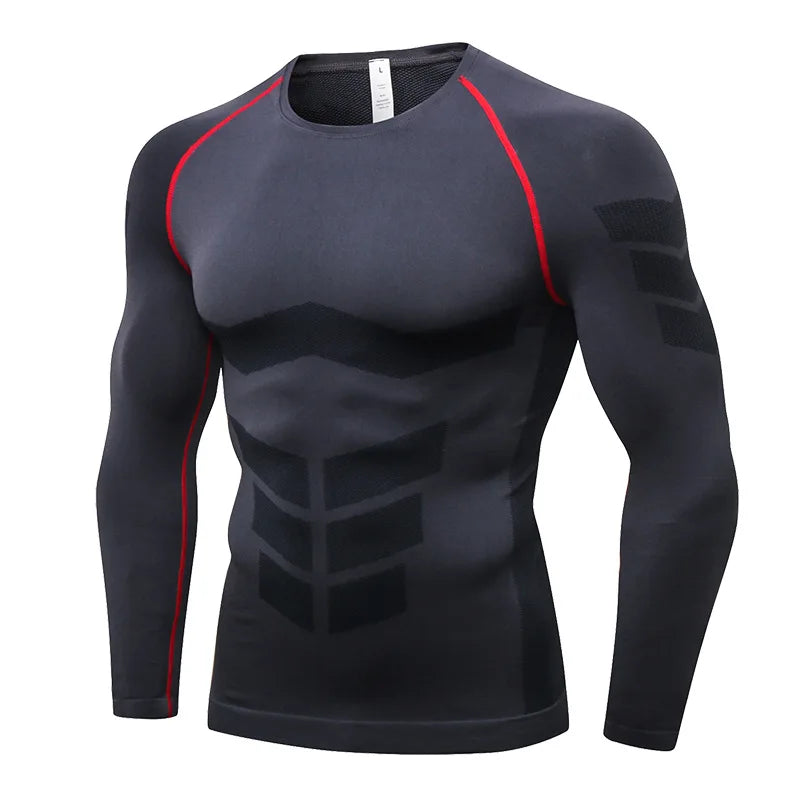 Men's PRO Fitness Clothing Sports Running Training Clothes Quick-Drying Sweat-wicking Compression Boy Tights Long Sleeves Top