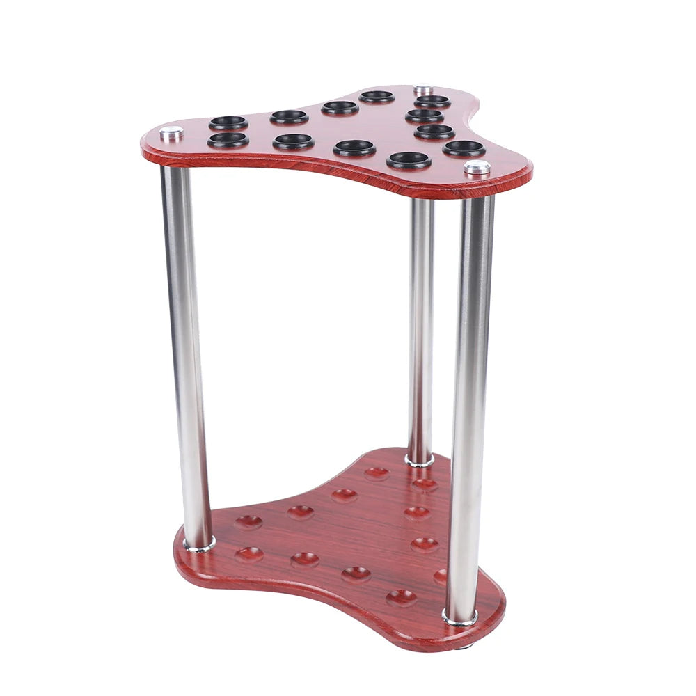 12 Pool Billiard Stick Rack Floor Wood Billiard Cue Holder Ball Table Accessories Triangle Shape Display Rack