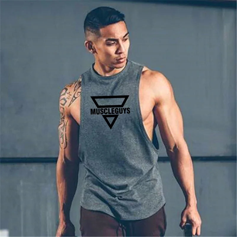 Muscleguys Cotton Gym Tank Tops Men Sleeveless Tanktop For Boys Bodybuilding Clothing Undershirt Fitness Stringer Workout Vest