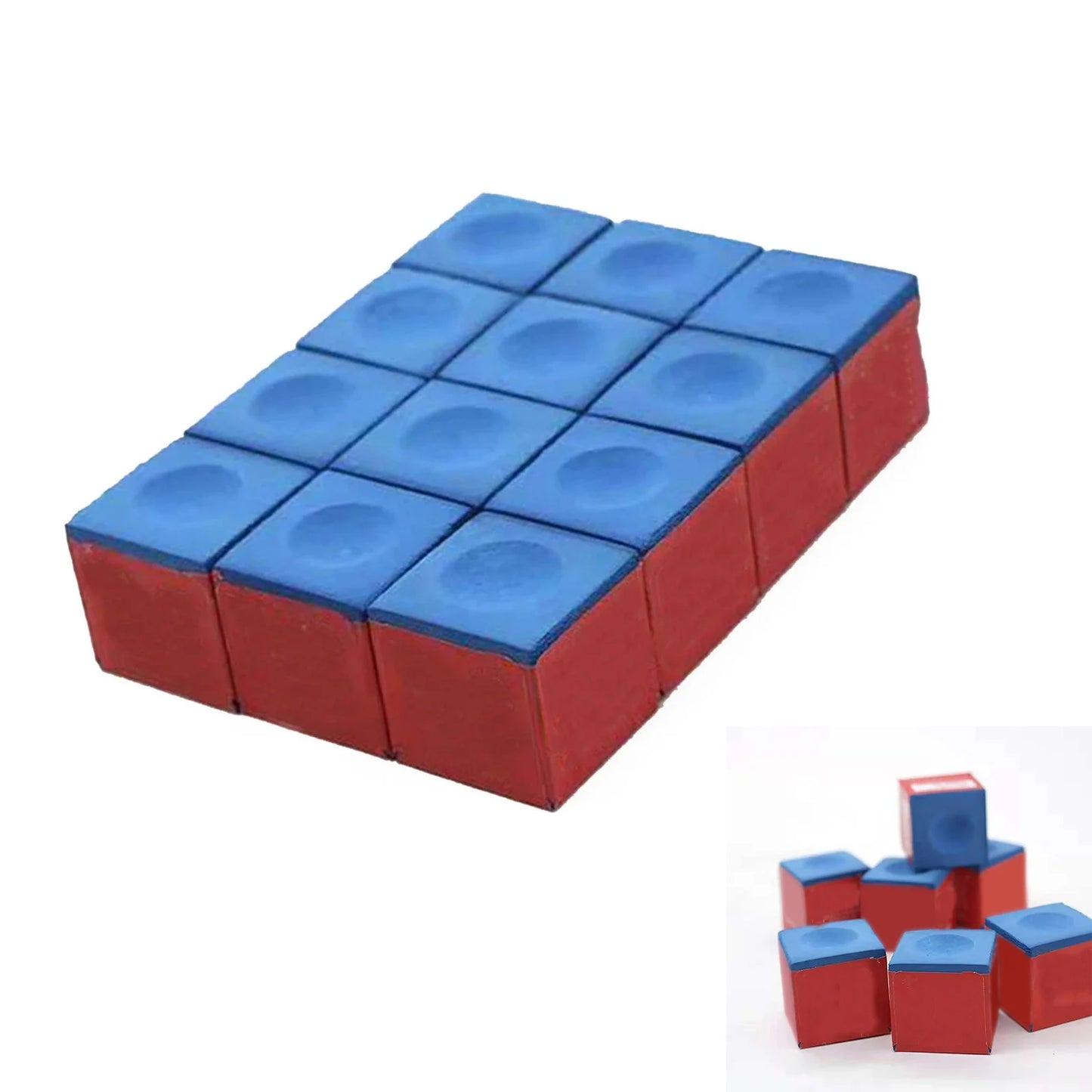 12pcs Pool Cue Chalk Cubes For Pool Billiards Snooker Cue 23*23*22.6mm For Table Billiards Club Replacement Accessories