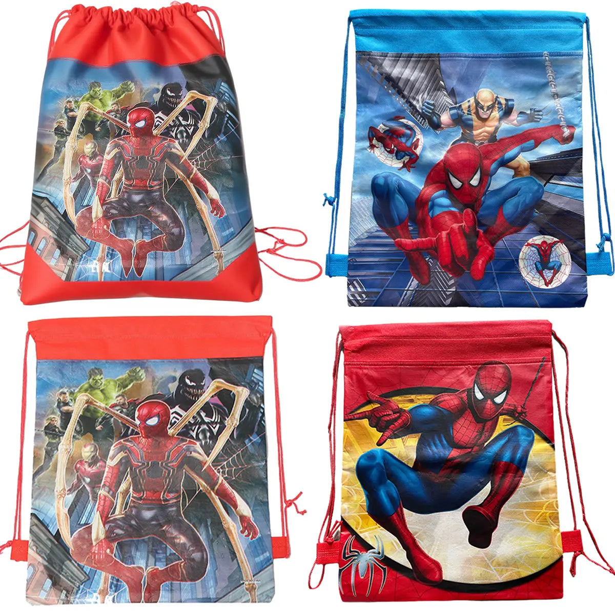 Anime Spiderman Non Woven Drawstring Backpack Bag Waterproof Childer Toy Sporting Stationery Storage Kids Birthday Gift