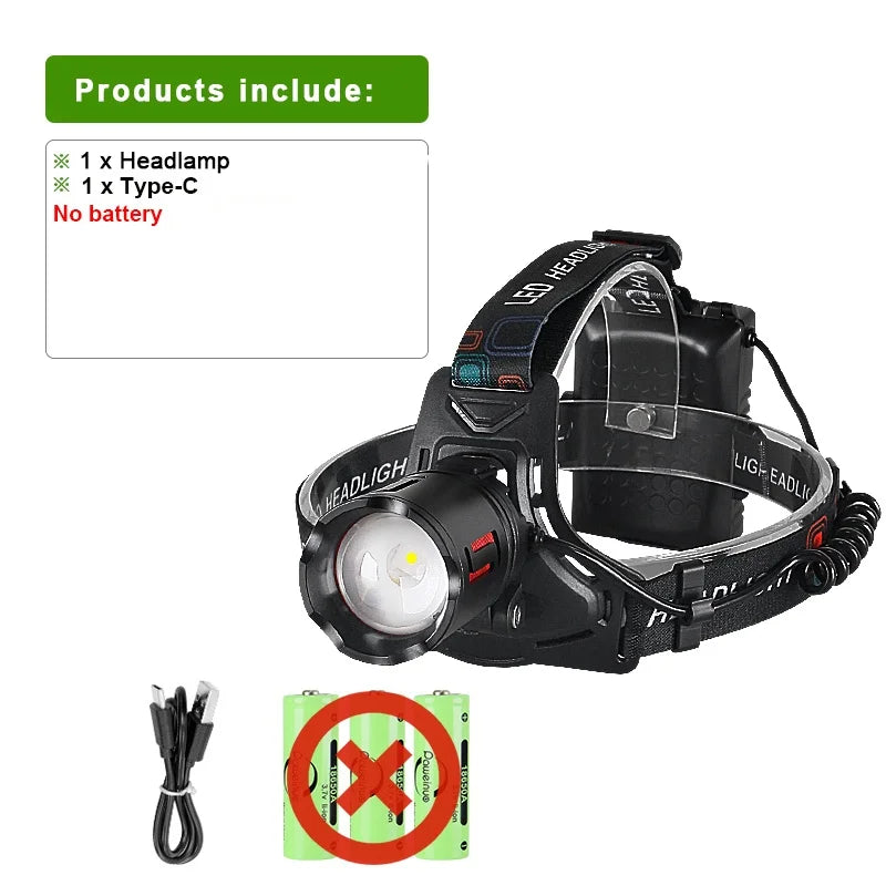 350000000 Ultra Powerful LED Headlamp Super Bright 4000M Head Flashlight Rechargeable Head Torch Fishing Hunting Headlight 18650