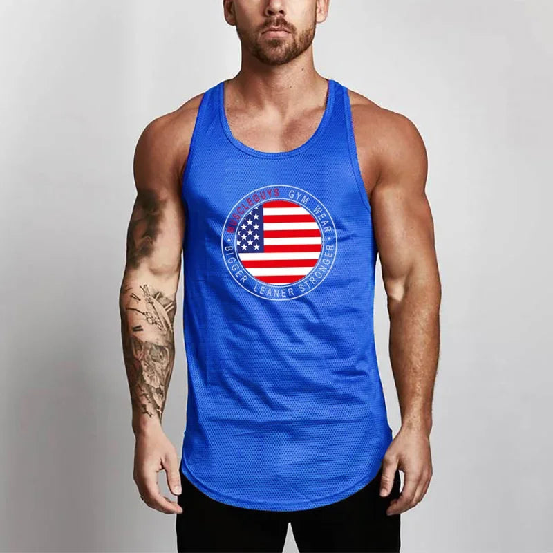 Muscleguys Cotton Gyms Tank Tops Men Sleeveless Tanktops For Boys Bodybuilding Clothing Undershirt Fitness Stringer Workout Vest