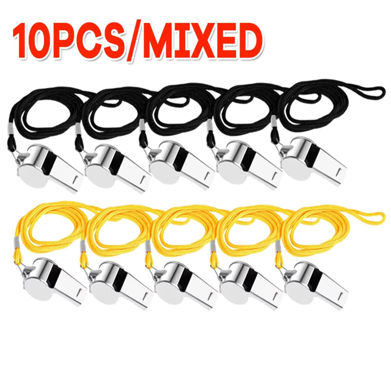 Stainless Steel Whistle with Lanyard Outdoor Professional Referee Super Loud Whistle Cheerleader Sporting Goods for Training