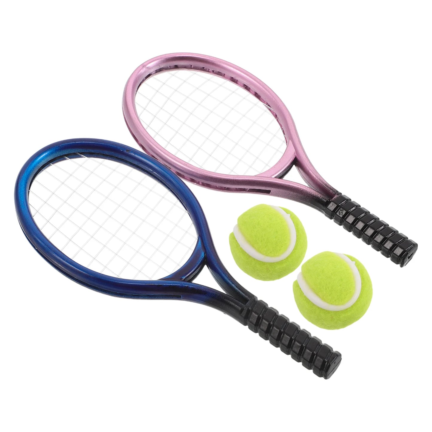 Sporting Goods Mini Tennis Racket Net Child Plastic Dollhouse Miniature Accessories