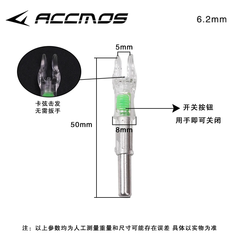 6Pcs 6.2mm Shooting Automatically Led Lighted New Style CrossBow Arrow Nock Creation Sporting Goods Arrows & Parts