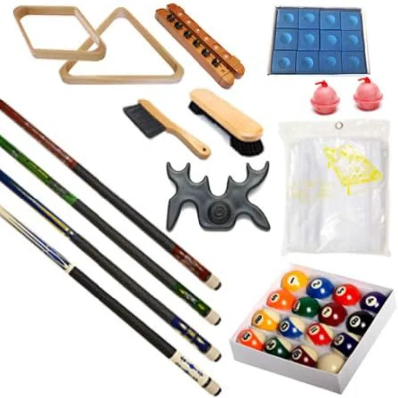 Pool Table - Premium Billiard 32 Pieces Accessory Kit - Pool Cue Sticks Bridge Ball Sets