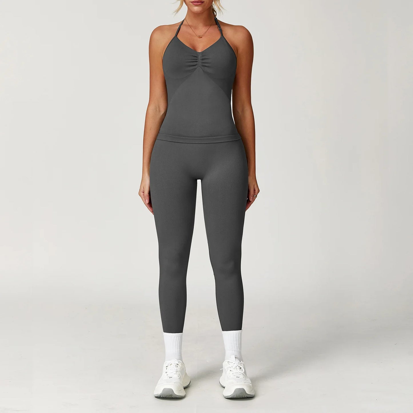 2 Pieces Women's Tracksuit Yoga Set Workout Sportswear Gym Clothing High Waist Leggings Fitness Shorts Push Up Bras Sports Suits