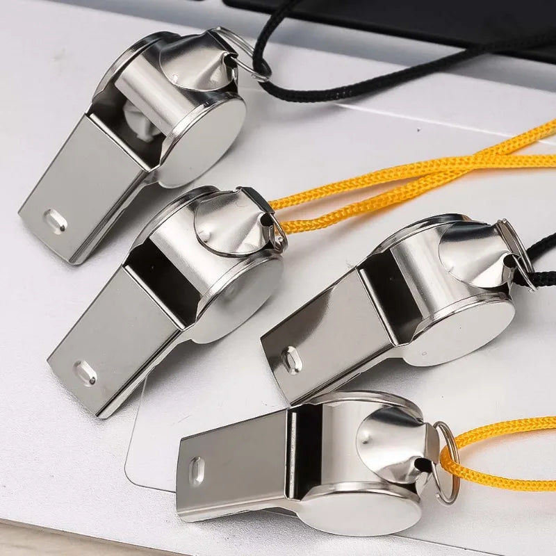 Stainless Steel Whistle with Lanyard Outdoor Professional Referee Super Loud Whistle Cheerleader Sporting Goods for Training