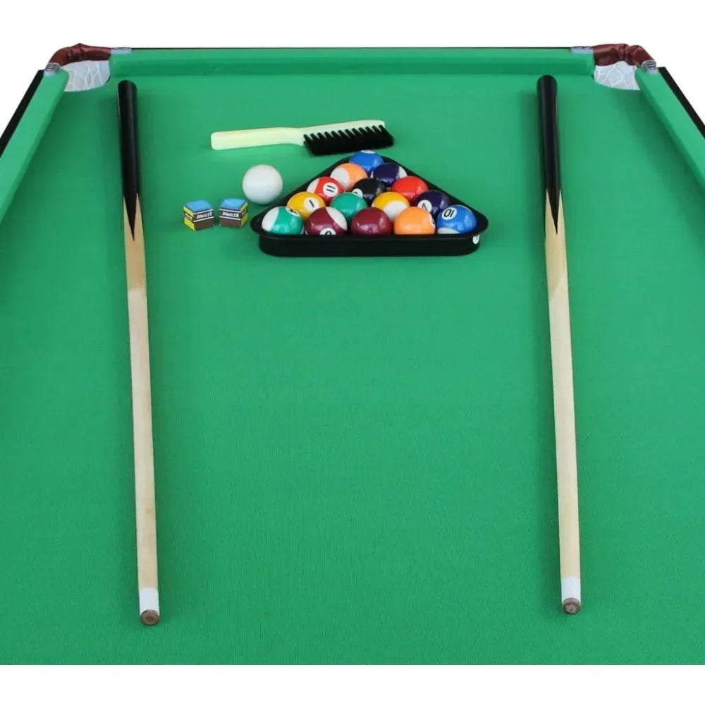 55" Folding Pool Table Set Mini Billiard Table Portable Table Top Snooker Game with All Accessory, Simple Assembly