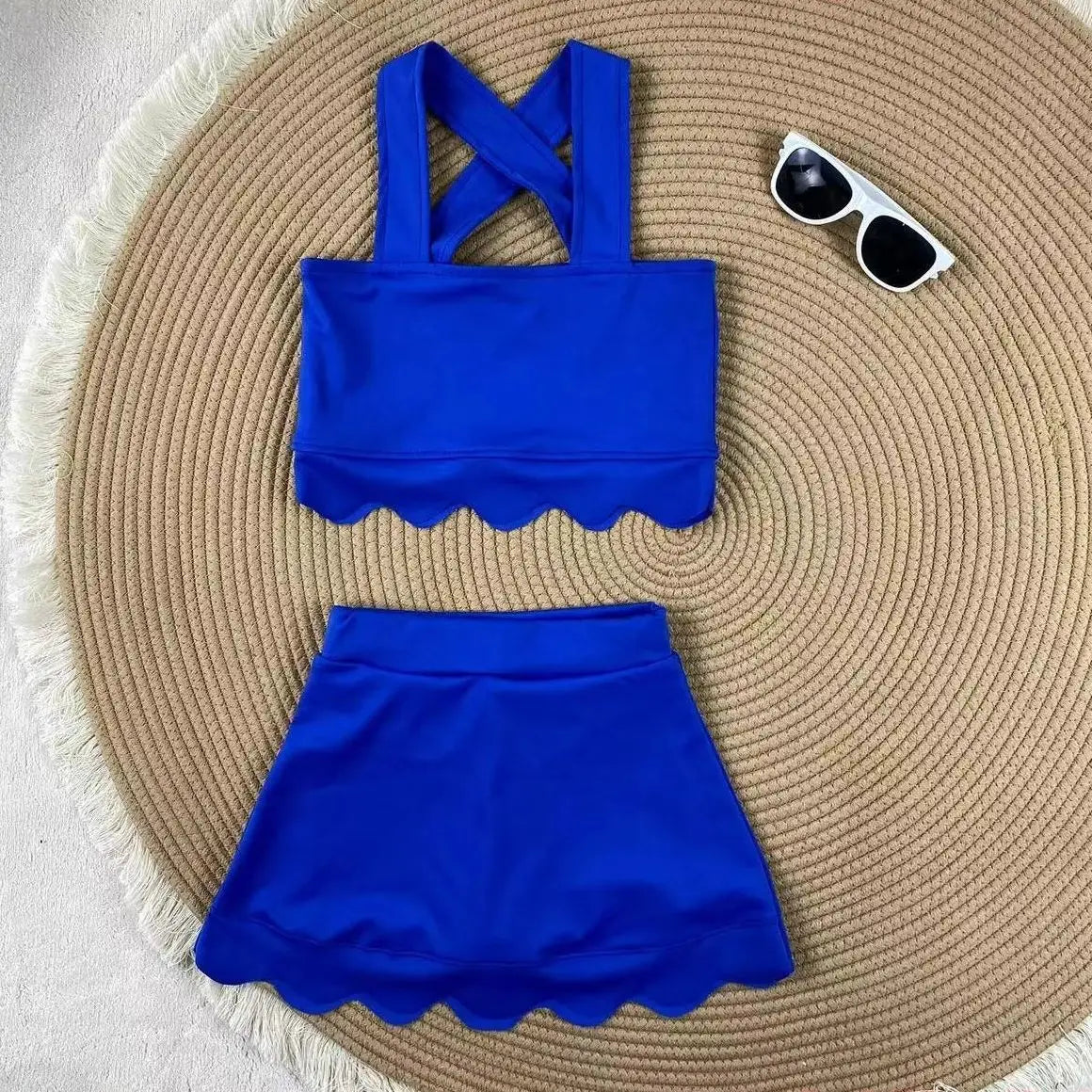 Yoga fitness Baby Girl Clothing Active Toddler Short Sleeves Shirt Shorts Skirt Kids Wear Shorts Ruffle Skorts Set Pink Clothes