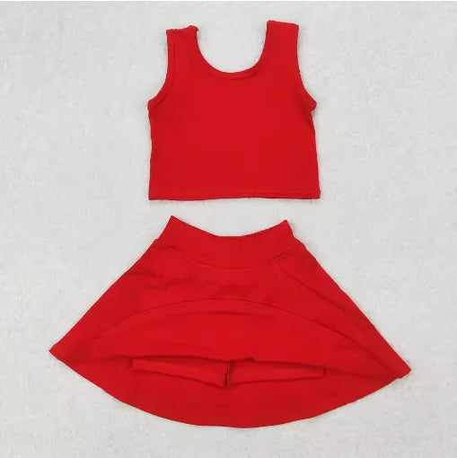 Yoga fitness Baby Girl Clothing Active Toddler Short Sleeves Shirt Shorts Skirt Kids Wear Shorts Ruffle Skorts Set Pink Clothes