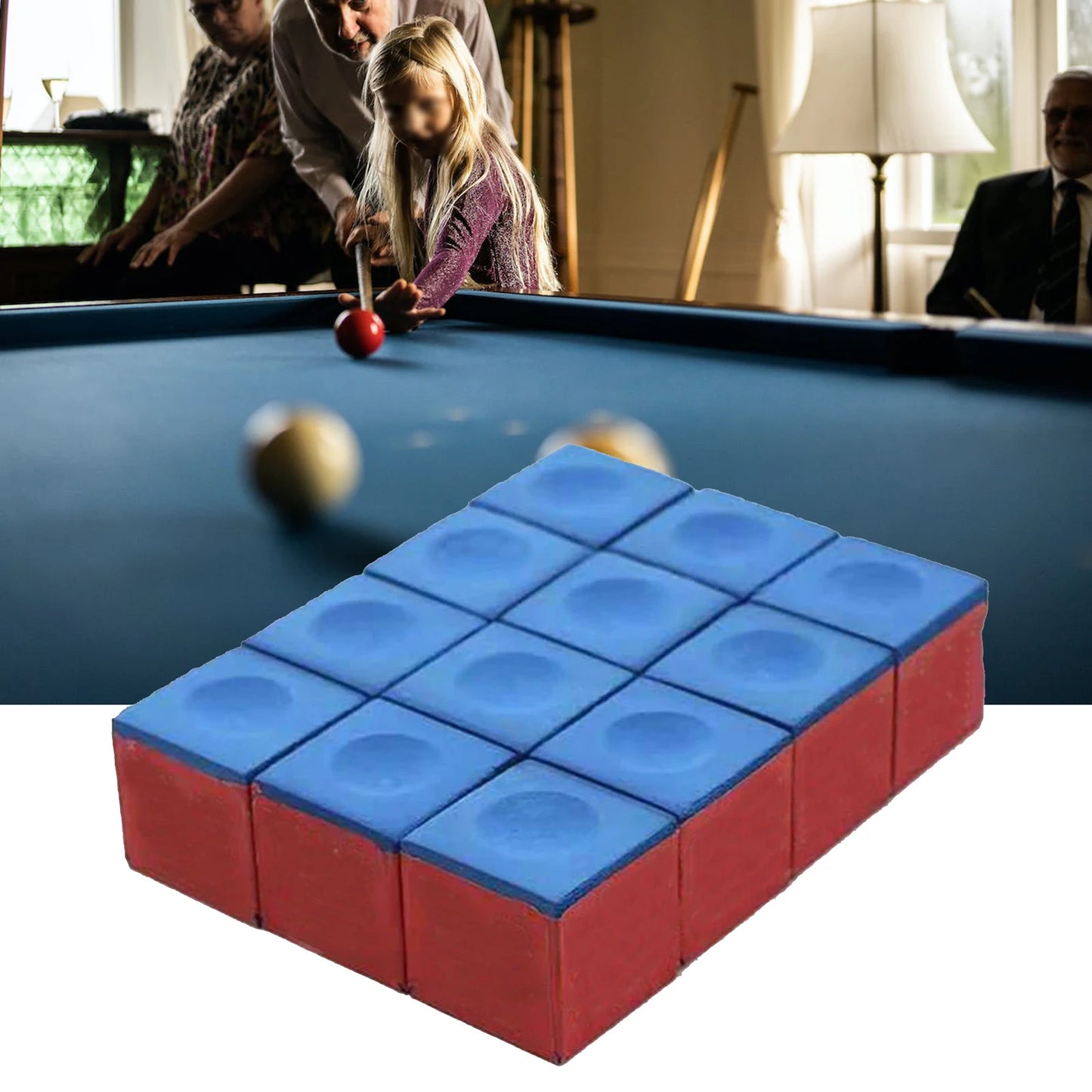 12pcs Pool Cue Chalk Cubes For Pool Billiards Snooker Cue 23*23*22.6mm For Table Billiards Club Replacement Accessories