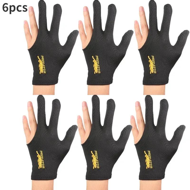 1-10PCS Professional Snooker Billiard Glove Embroidery Left Hand Three Finger Table Ball Smooth Lycra Fabrics Sport Accessories