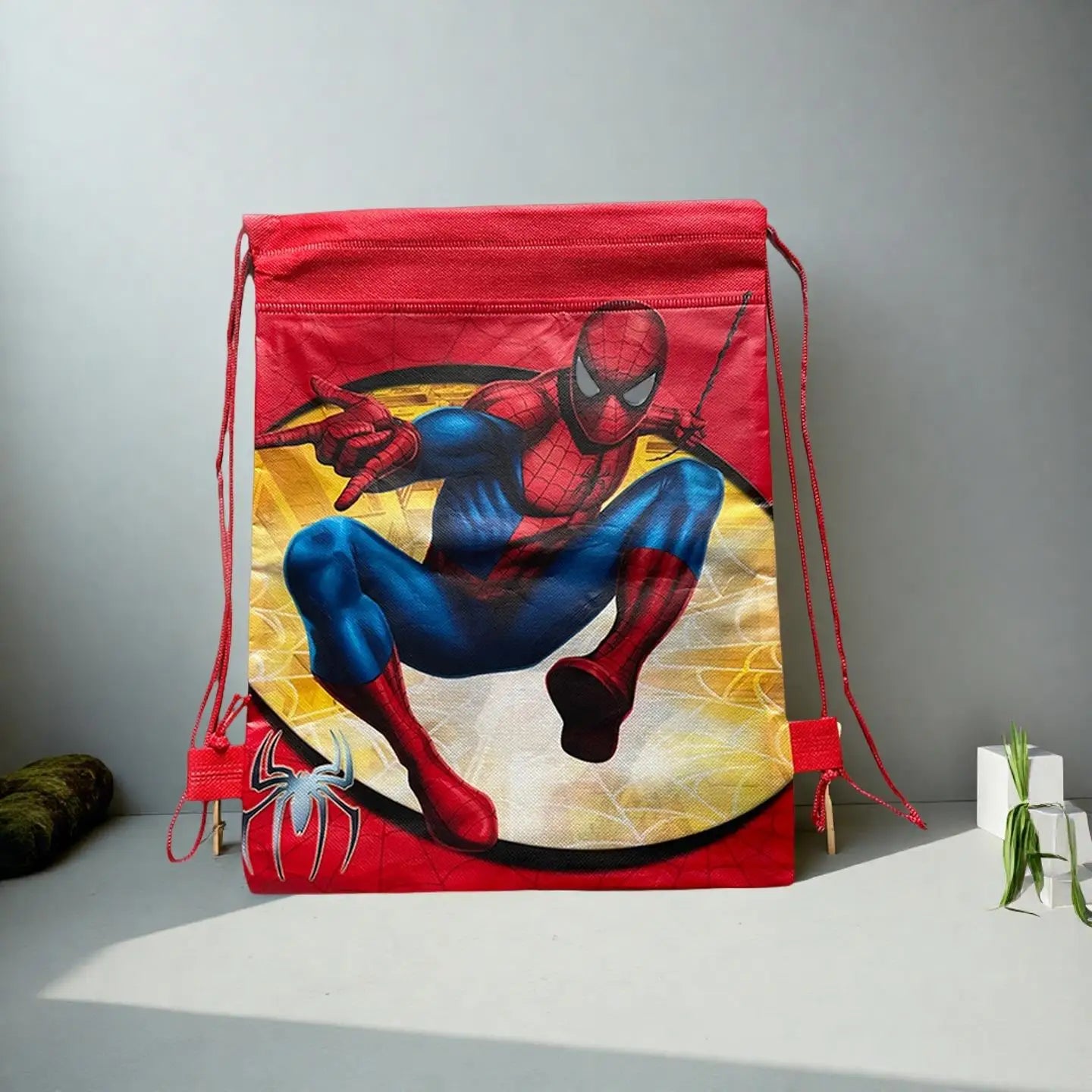 Anime Spiderman Non Woven Drawstring Backpack Bag Waterproof Childer Toy Sporting Stationery Storage Kids Birthday Gift