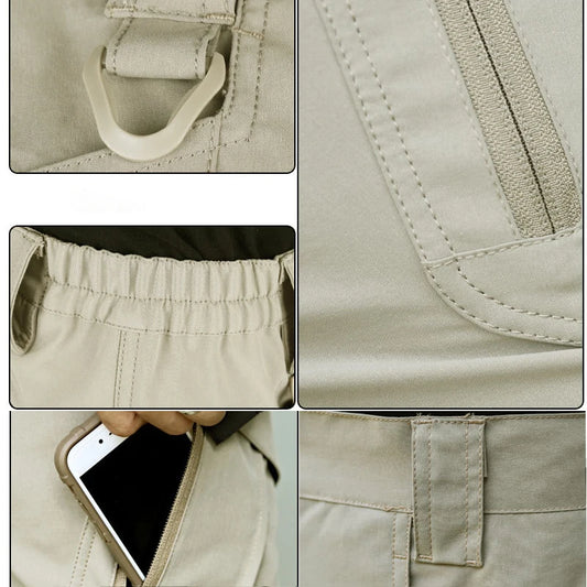 Summer Men Cargo Shorts Quick Dry Tactical Short Pants Multi-Pocket Shorts Men's Outdoor Hunting Fishing Knee Length Trousers