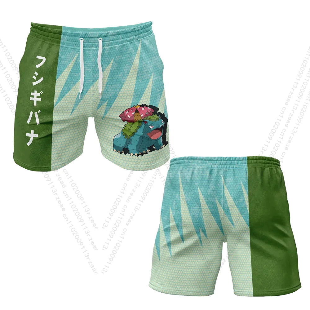 Anime Pokemon Venusaur Fitness Shorts Men's Boy Cosplay Print Casual Street Breathable Clothes Uniform Gift Toy Print Shorts
