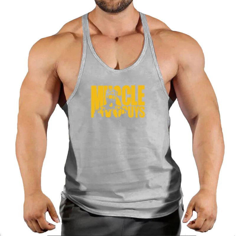 Muscle Guys Cotton Gym Tank Tops Men Sleeveless Tank Tops For Boys Bodybuilding Clothing Undershirt Fitness Stringer Vest