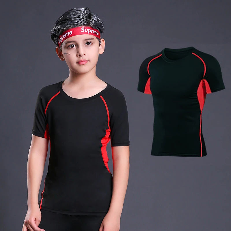 Kid's MMA T-shirts+Pants Set Rashguard For Boy Children Sportsuit Fitness Gym MMA Clothing Compression Tights Muay Thai Shorts