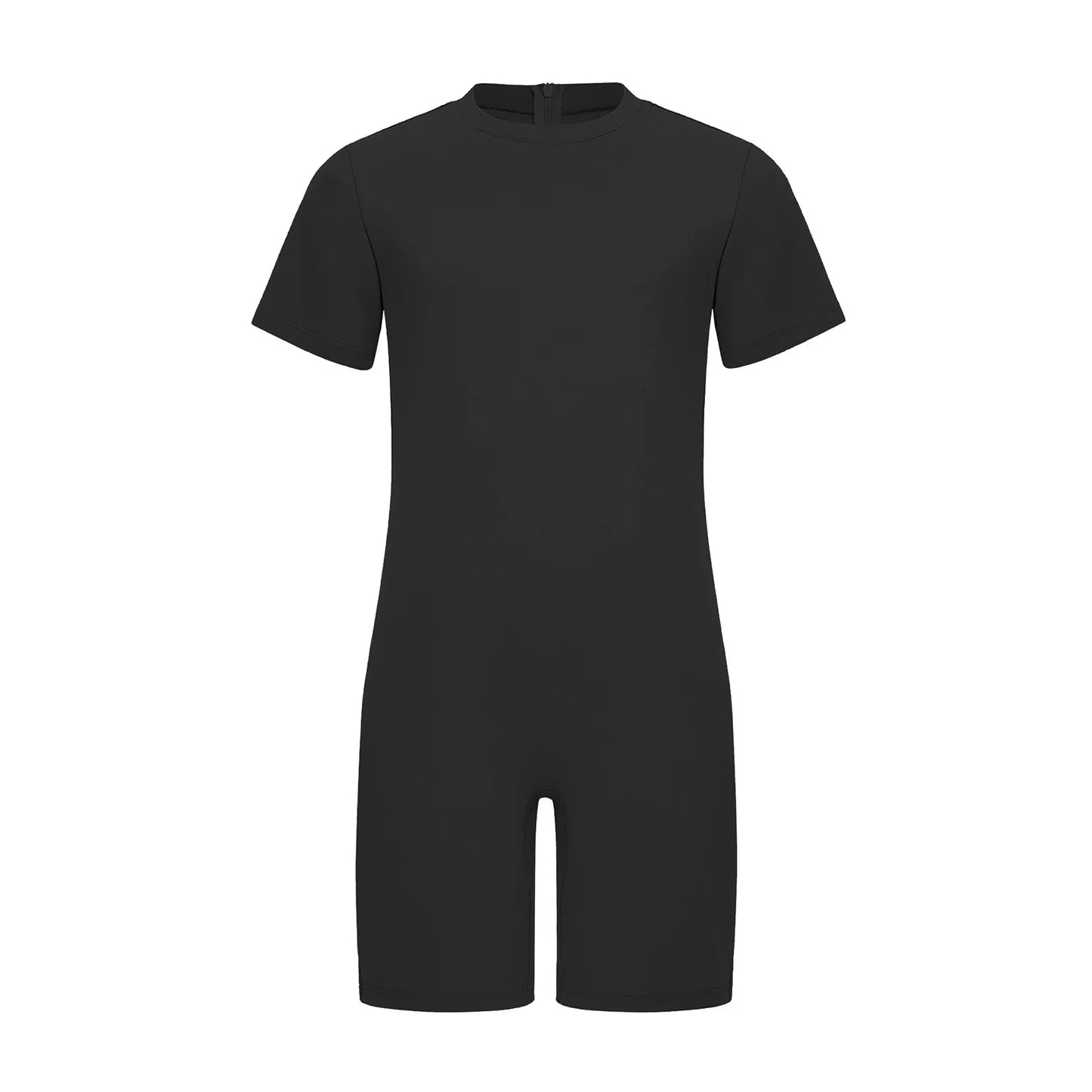 Girls Boys Special Needs Romper Adaptive Clothing Short Sleeve Back Invisible Zipper Ballet Gymnastics Workout Fitness Jumpsuit