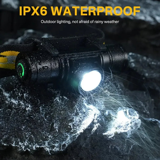 MINI Light Headlamp 3000LM Waterproof Headlight 6 Light Modes Type-C LED Camping 18650 Hunting Fishing Outdoor Emergency Lamp ﻿