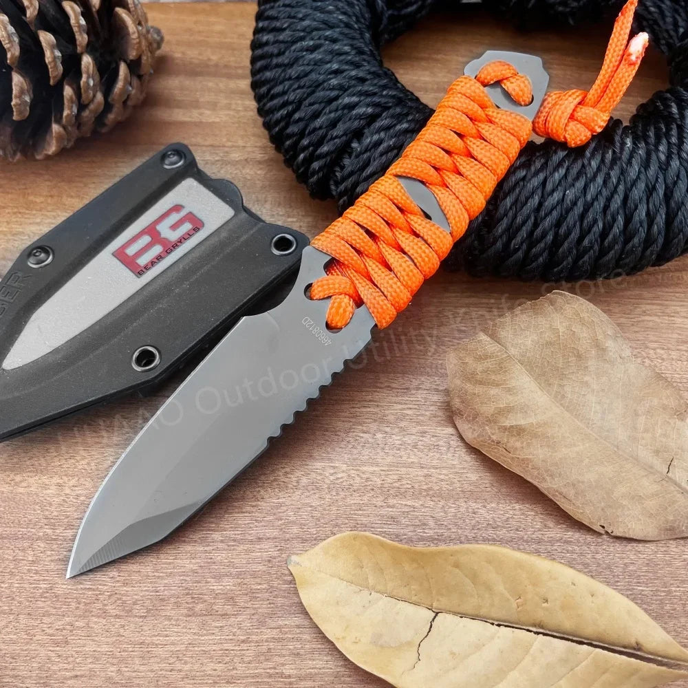 GB Small Survival Fixed Blade Knife with Sheath 8Cr13Mov Blade Outdoor Hiking Fishing Tactical Knife Sharp Cutting Hunting Knife