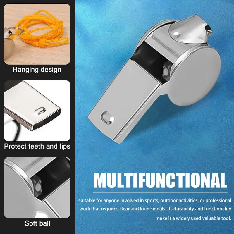 Stainless Steel Whistle with Lanyard Outdoor Professional Referee Super Loud Whistle Cheerleader Sporting Goods for Training