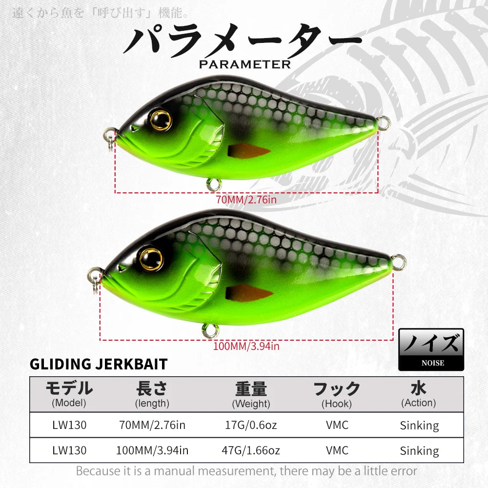 Hunthouse Slider Sinker Jerkbait Pencil Fishing Lure Wobbler 70mm/17g 100mm/47g Crankbaits Fishing Leurre Brochet Pesca Tackle