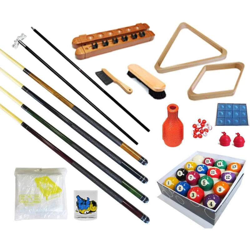 Pool Table - Premium Billiard 32 Pieces Accessory Kit - Pool Cue Sticks Bridge Ball Sets