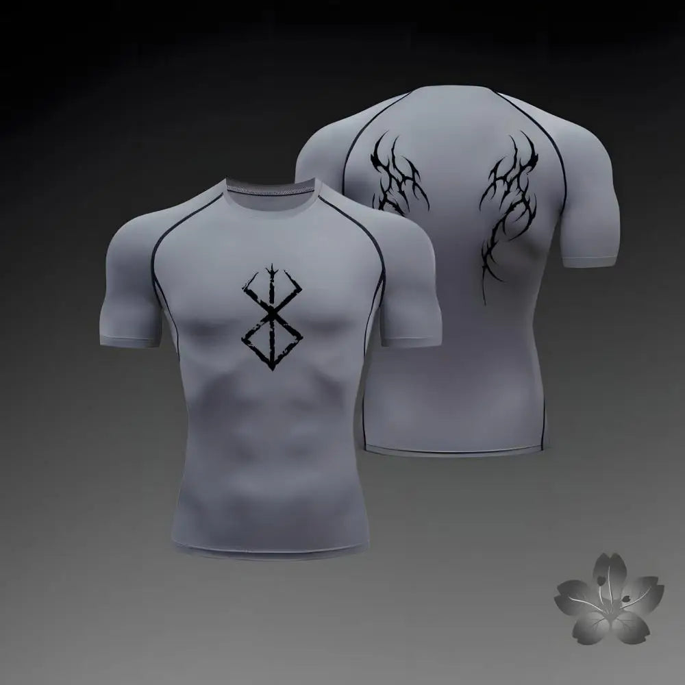 Anime Men's High Elasticity T-Shirts Shirt Fitness Sport Running Tight Gym T-Shirts Athletic Workout Quick Dry Tops Tee Summer