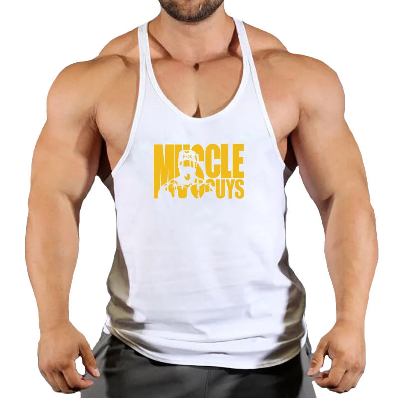 Muscle Guys Cotton Gym Tank Tops Men Sleeveless Tank Tops For Boys Bodybuilding Clothing Undershirt Fitness Stringer Vest