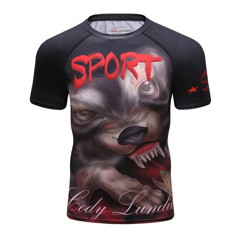 Brand New Summer Men Short Sleeved T shirt Compression Shirt MMA BJJ GYM Fitness 3D Print Casual Shirt Boy Clothing Tees T-shirt