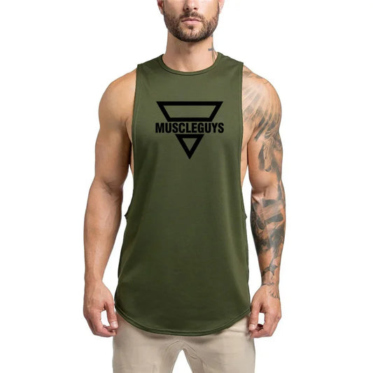 Muscleguys Cotton Gym Tank Tops Men Sleeveless Tanktop For Boys Bodybuilding Clothing Undershirt Fitness Stringer Workout Vest