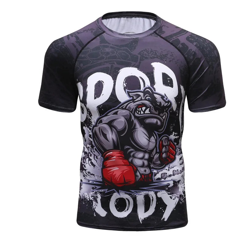 Brand New Summer Men Short Sleeved T shirt Compression Shirt MMA BJJ GYM Fitness 3D Print Casual Shirt Boy Clothing Tees T-shirt