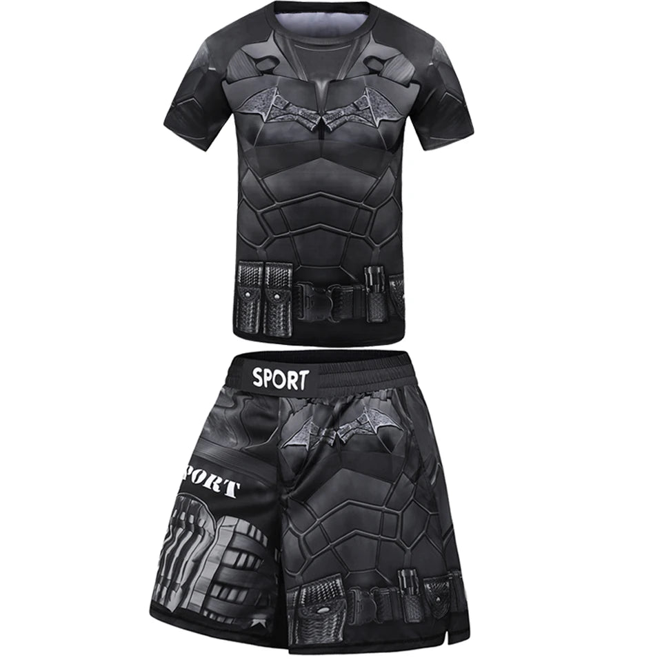 Kid Rashguard Jiu Jitsu T-shirt +Pant MMA Muay Thai Shorts 4pcs/set Boxe Bjj kickboxing Mma Clothing Children Fitness Sportwear
