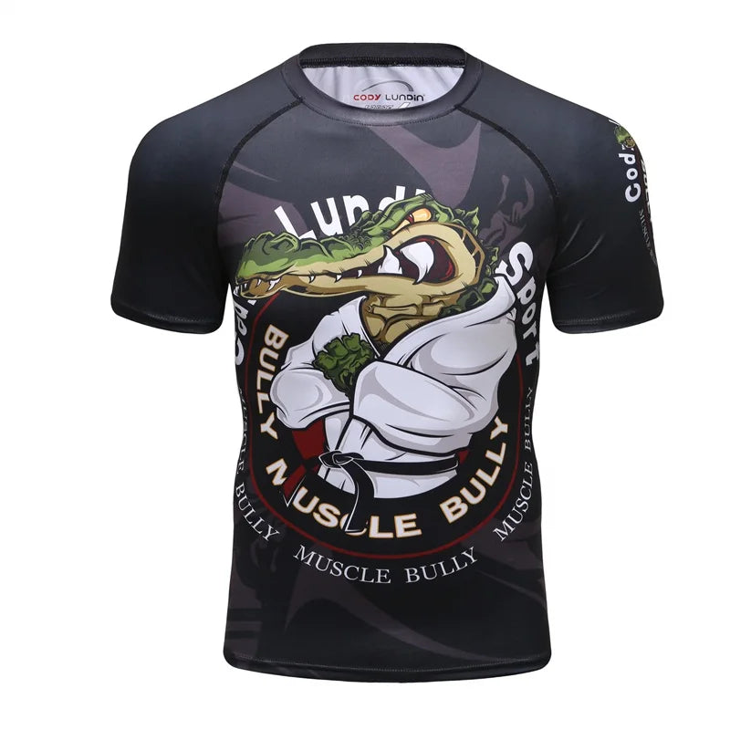 Brand New Summer Men Short Sleeved T shirt Compression Shirt MMA BJJ GYM Fitness 3D Print Casual Shirt Boy Clothing Tees T-shirt
