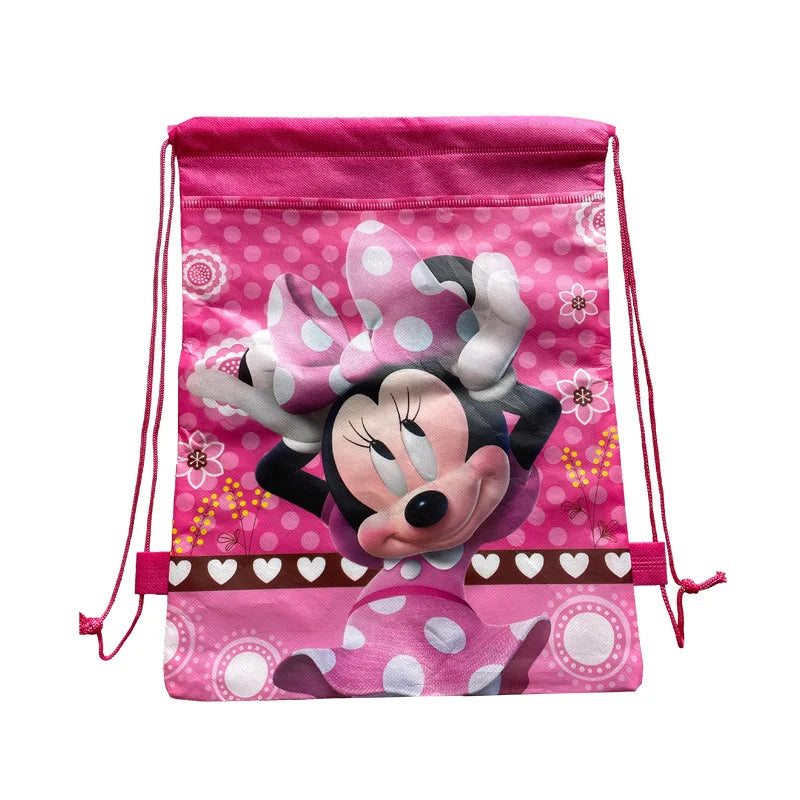 Disney Cute Anime Mickey Drawstring Backpack Bag Children Toy Sporting Goods Stationery Minnie Storage Kid Birthday Gift