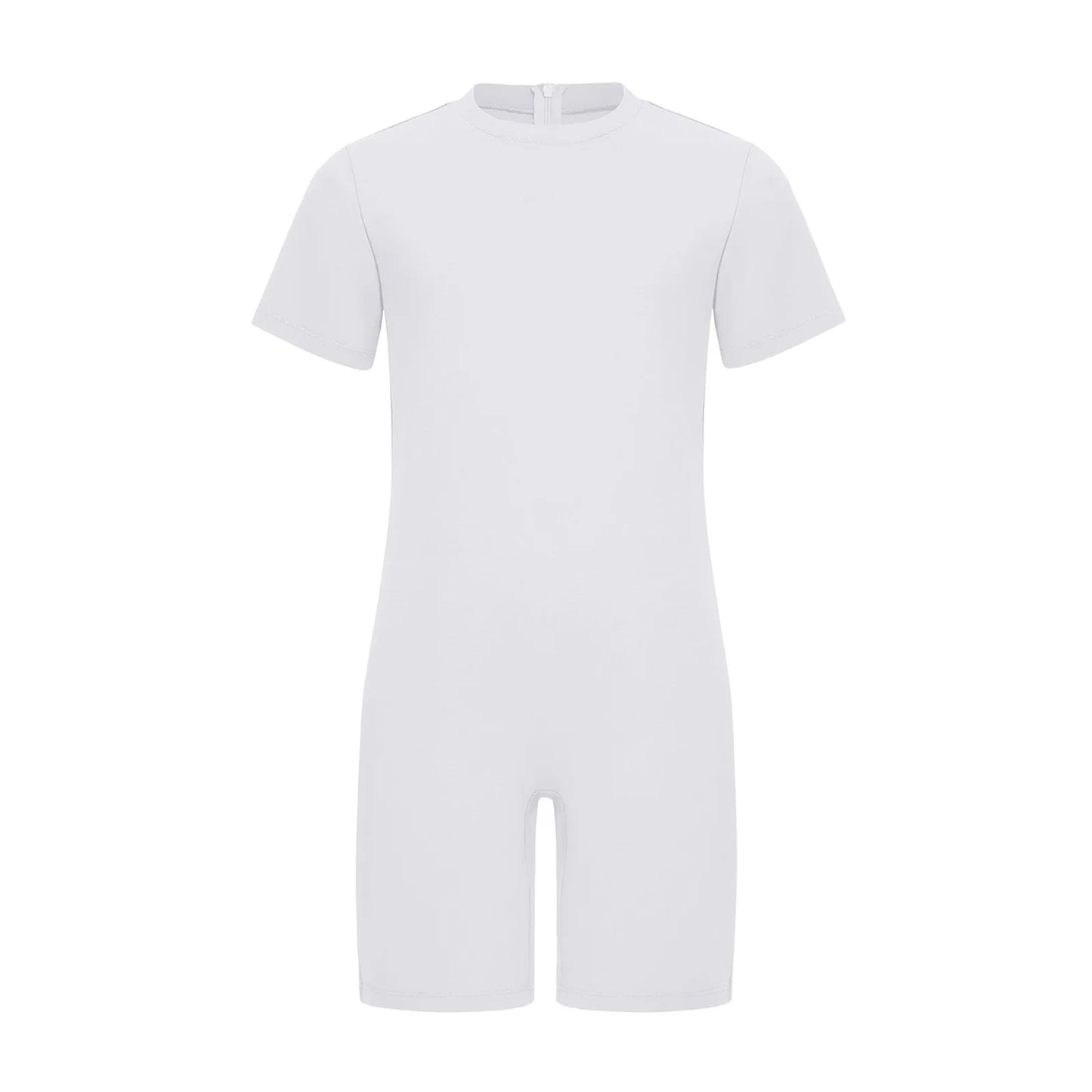 Girls Boys Special Needs Romper Adaptive Clothing Short Sleeve Back Invisible Zipper Ballet Gymnastics Workout Fitness Jumpsuit