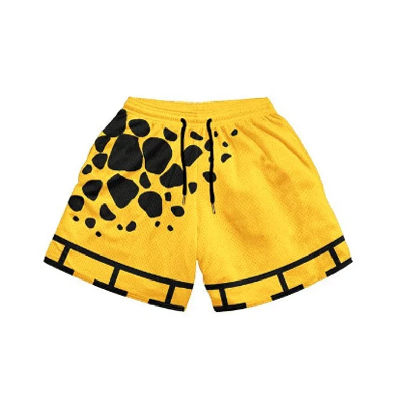 ONE PIECE Men's Sports Shorts Beach Bottoms Anime Luffy Quick Dry Workout Training Gym Fitness Jogging Pants Summer Men Shorts